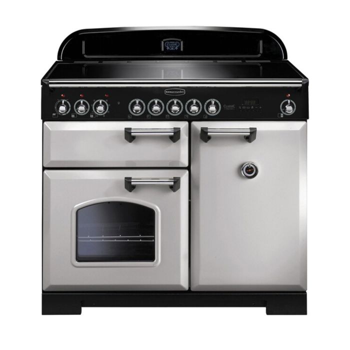 Rangemaster Classic Deluxe 100 Induction Range Cooker (Chrome Details) - Royal Pearl main product photo