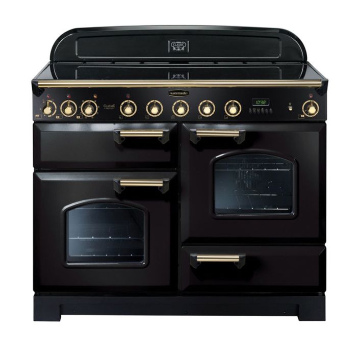Rangemaster Classic Deluxe 110 Induction Range Cooker (Brass Details) - Black main product photo