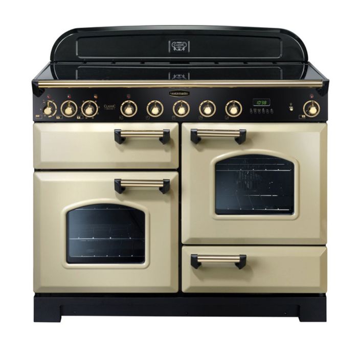 Rangemaster Classic Deluxe 110 Induction Range Cooker (Brass Details) - Cream main product photo