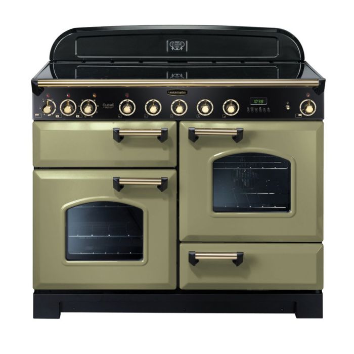 Rangemaster Classic Deluxe 110 Induction Range Cooker (Brass Details) - Olive Green main product photo