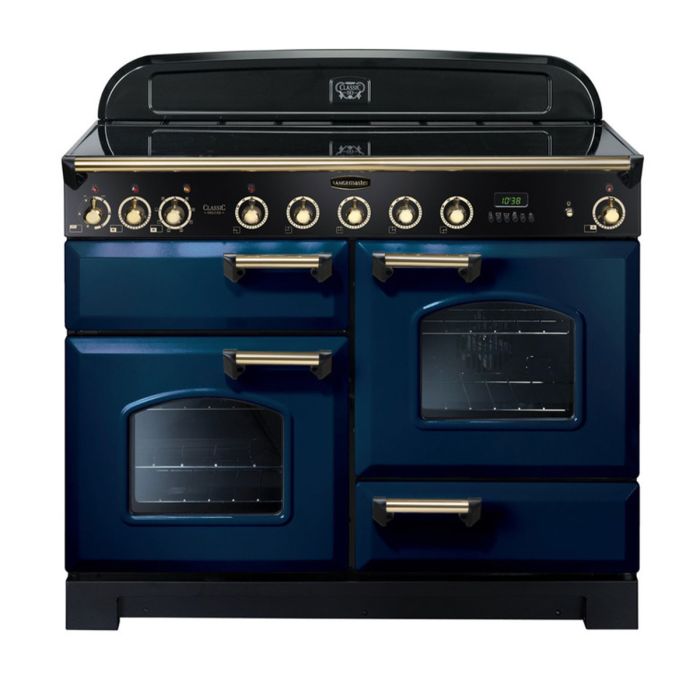 Rangemaster Classic Deluxe 110 Induction Range Cooker (Brass Details) - Regal Blue main product photo