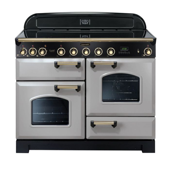Rangemaster Classic Deluxe 110 Induction Range Cooker (Brass Details) - Royal Pearl main product photo