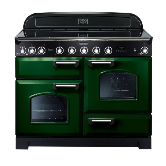 Rangemaster Classic Deluxe 110 Induction Range Cooker (Chrome Details) - Racing Green main product photo