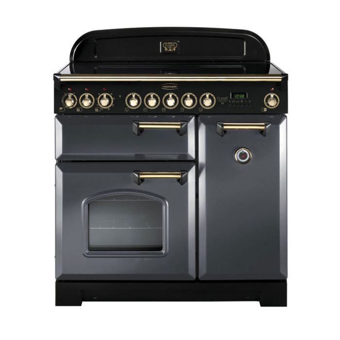 Rangemaster Classic Deluxe 90 Induction Range Cooker (Brass Details) - Slate main product photo