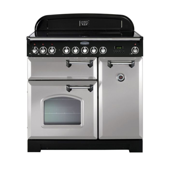 Rangemaster Classic Deluxe 90 Induction Range Cooker (Chrome Details) - Royal Pearl main product photo