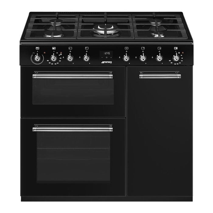 Smeg CX93GMBL 90cm Concert Dual Fuel Range Cooker - Black main product photo