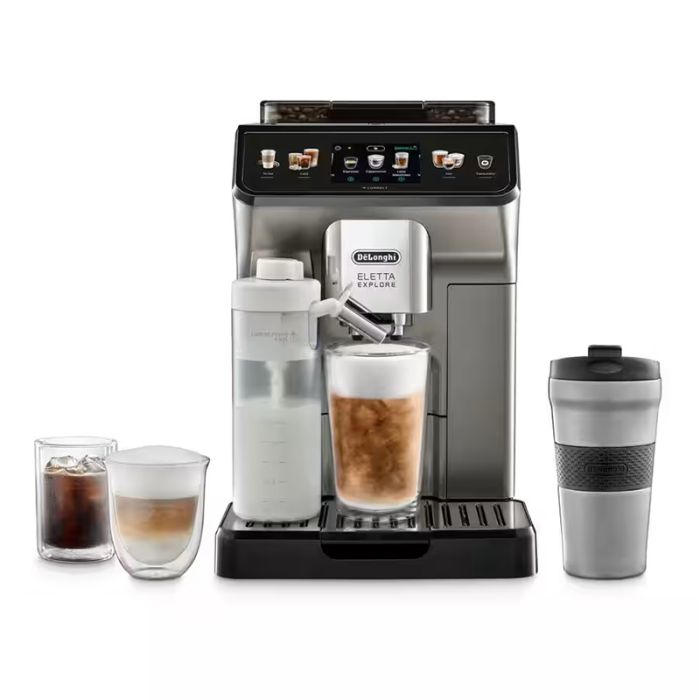 Nearly New - De'Longhi ECAM450.86.T Eletta Explore Bean to Cup Coffee Machine with Cold Brew Technology - Titanium main product photo