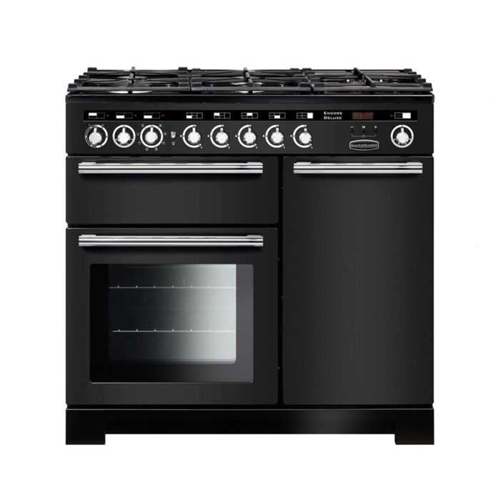 Rangemaster Encore Deluxe 100 Dual Fuel Range Cooker - Charcoal Black main product photo