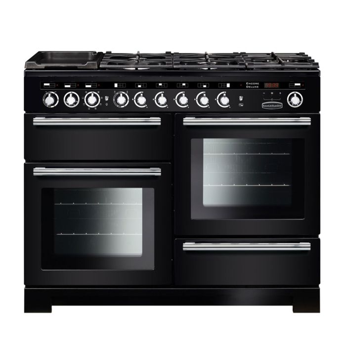 Rangemaster Encore Deluxe 110 Dual Fuel Range Cooker - Charcoal Black main product photo