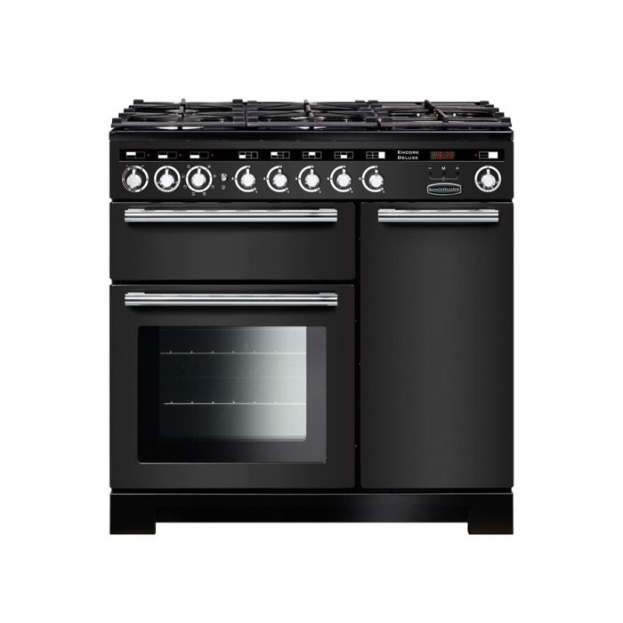 Rangemaster Encore Deluxe 90 Dual Fuel Range Cooker - Charcoal Black main product photo