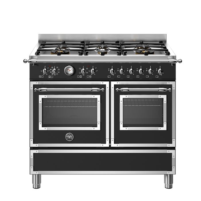 Bertazzoni HER106L2ENET Heritage 100cm 6-Burner Electric Double Oven Range Cooker - Matte Black main product photo