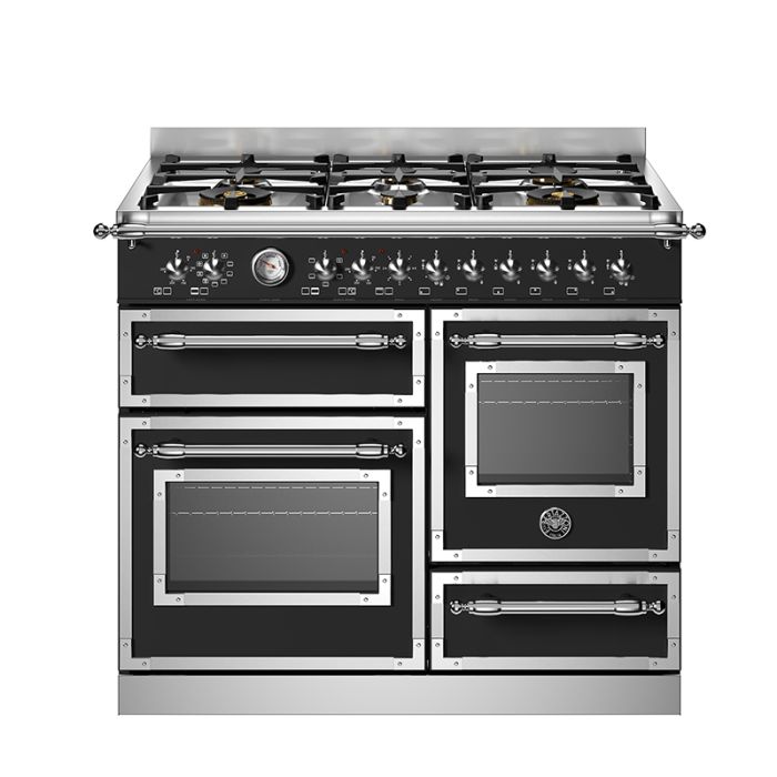 Bertazzoni HER106L3ENET Heritage 100cm 6-Burner Electric Triple Oven Range Cooker - Matte Black main product photo