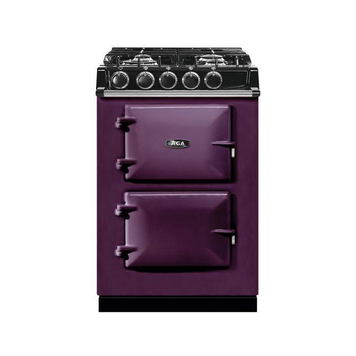 AGA Mini Cast Iron 60 Dual Fuel with Gas Hob Range Cooker - Aubergine main product photo