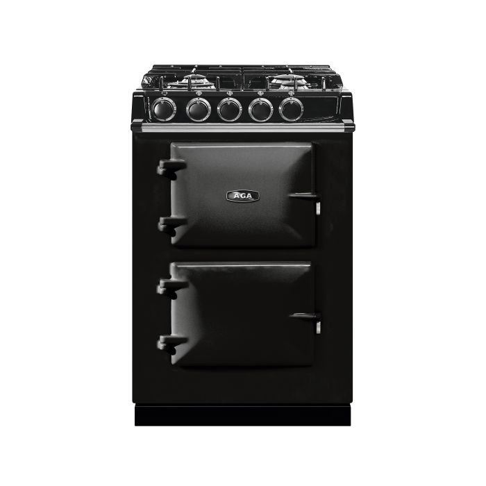 AGA Mini Cast Iron 60 Dual Fuel with Gas Hob Range Cooker - Black main product photo