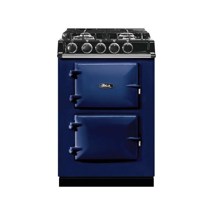 AGA Mini Cast Iron 60 Dual Fuel with Gas Hob Range Cooker - Dark Blue main product photo
