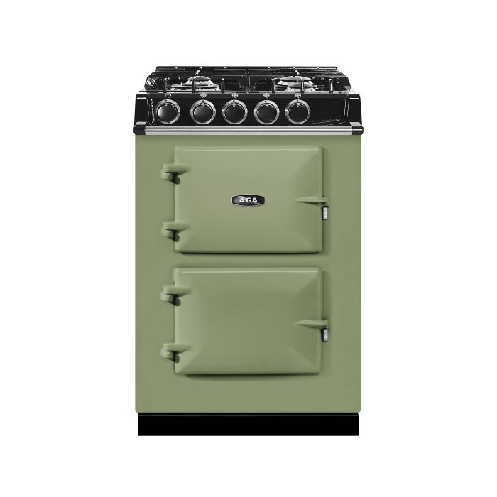 AGA Mini Cast Iron 60 Dual Fuel with Gas Hob Range Cooker - Olivine main product photo