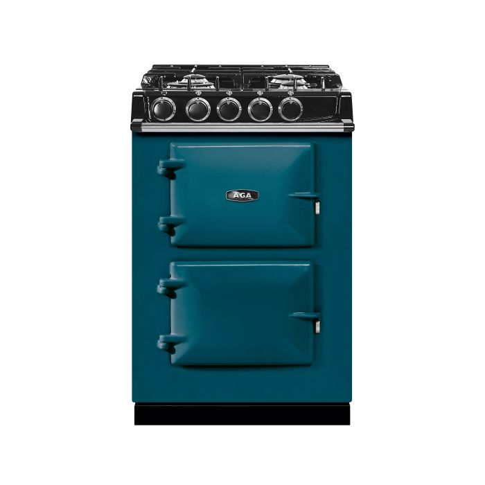 AGA Mini Cast Iron 60 Dual Fuel with Gas Hob Range Cooker - Salcombe Blue main product photo