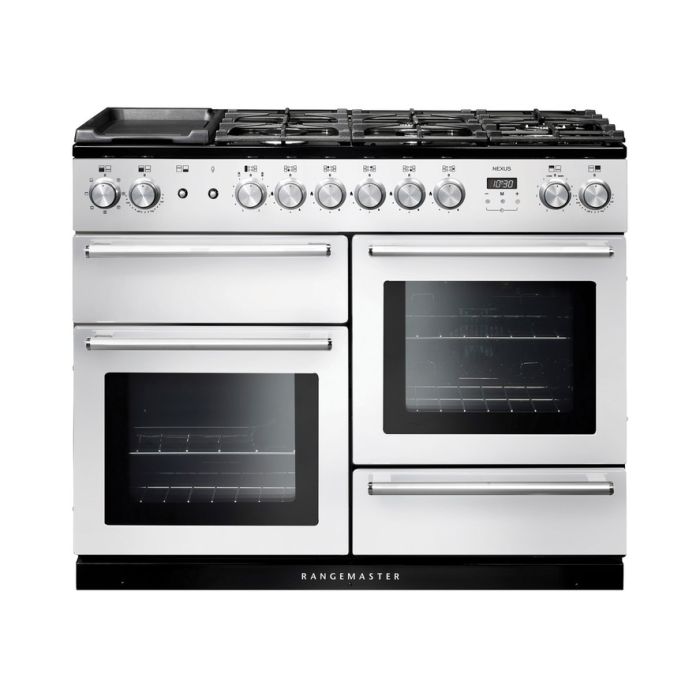 Rangemaster Nexus 110 Dual Fuel Range Cooker - White main product photo
