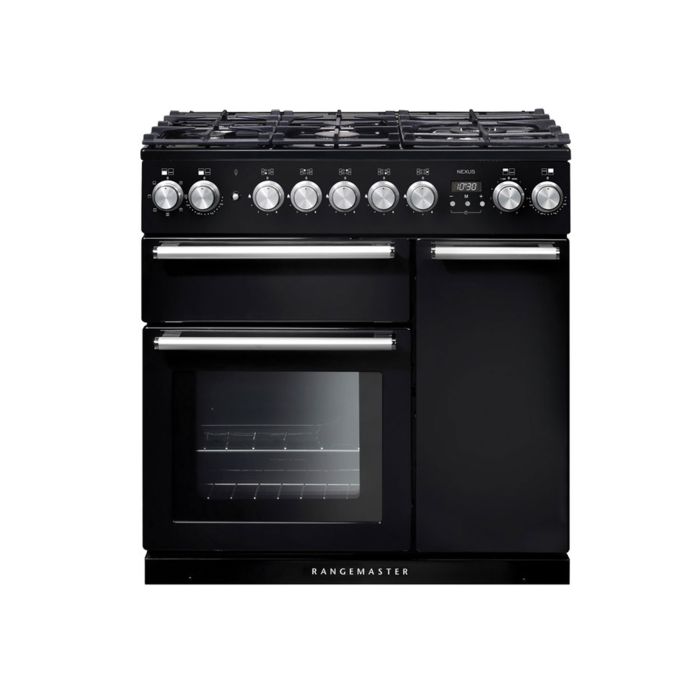 Rangemaster Nexus 90 Dual Fuel Range Cooker - Black main product photo