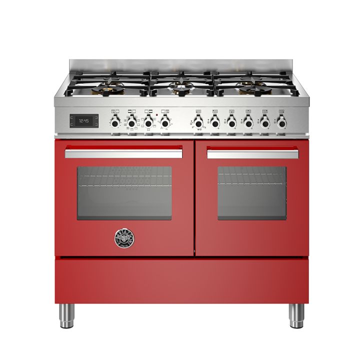 Bertazzoni PRO106L2EXT Professional 100cm 6-Burner Electric Double Oven Range Cooker - Red main product photo