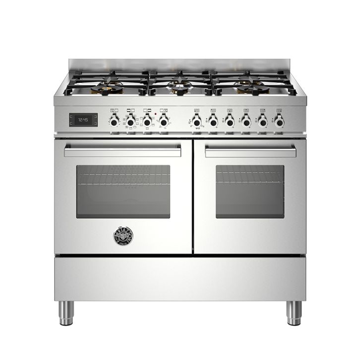 Bertazzoni PRO106L2EXT Professional 100cm 6-Burner Electric Double Oven Range Cooker - Stainless Steel main product photo