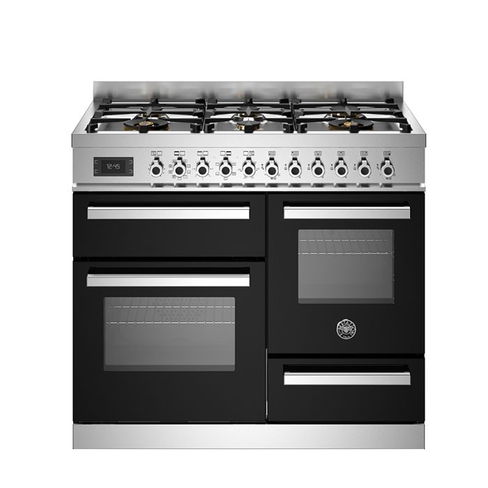 Bertazzoni PRO106L3EXT Professional 100cm 6-Burner Electric Triple Oven Range Cooker - Black main product photo