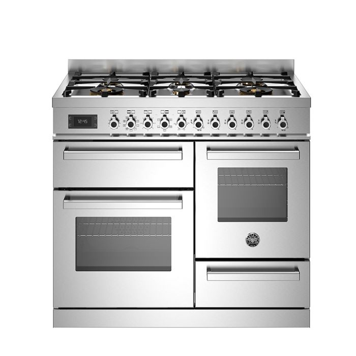 Bertazzoni PRO106L3EXT Professional 100cm 6-Burner Electric Triple Oven Range Cooker - Stainless Steel main product photo