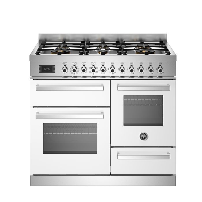 Bertazzoni PRO106L3EXT Professional 100cm 6-Burner Electric Triple Oven Range Cooker - White main product photo