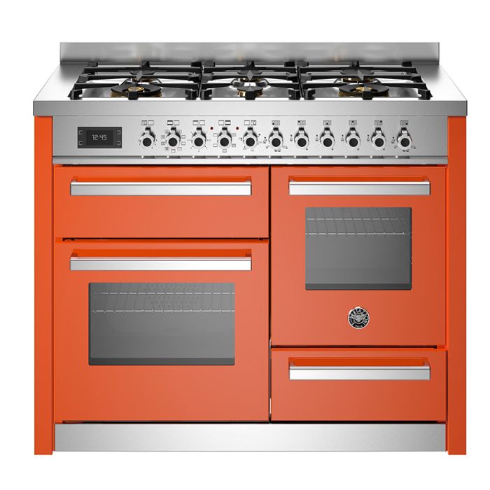 Bertazzoni PRO116L3EXT Professional 110cm 6-Burner Electric Triple Oven Range Cooker - Orange main product photo