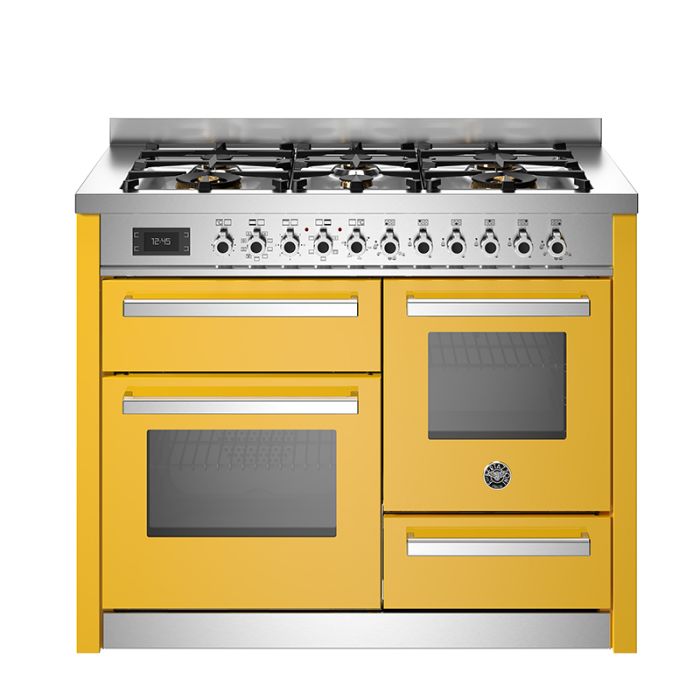 Bertazzoni PRO116L3EXT Professional 110cm 6-Burner Electric Triple Oven Range Cooker - Yellow main product photo