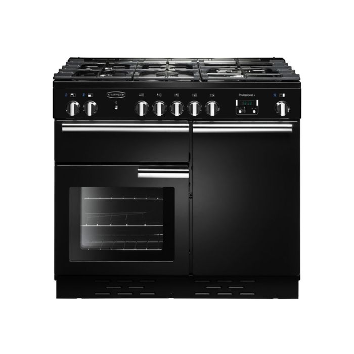 Rangemaster Professional+ 100 Dual Fuel Range Cooker - Black main product photo