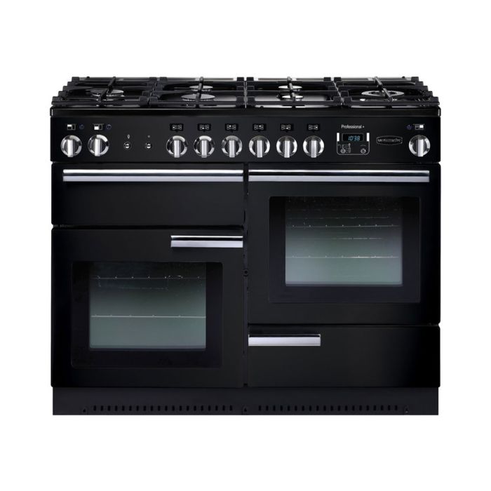 Rangemaster Professional+ 110 Dual Fuel Range Cooker - Black main product photo