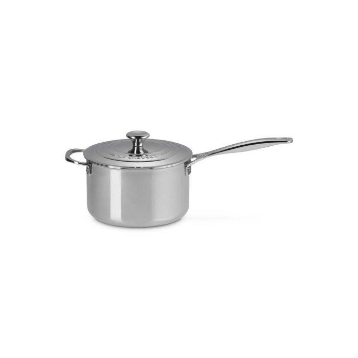 Le Creuset Signature Stainless Steel 20cm Saucepan with Lid and Helper Handle main product photo