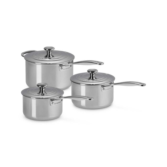 Le Creuset Signature 3-ply Stainless Steel 3-piece Saucepan Set main product photo