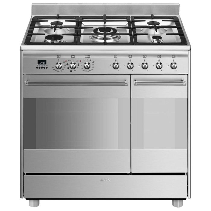 Smeg SCB92MX8 90cm Concert Classic Dual Fuel Range Cooker - Stainless Steel main product photo