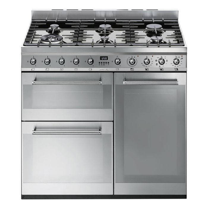 Smeg SY93 90cm Symphony Dual Fuel Range Cooker - Stainless Steel main product photo