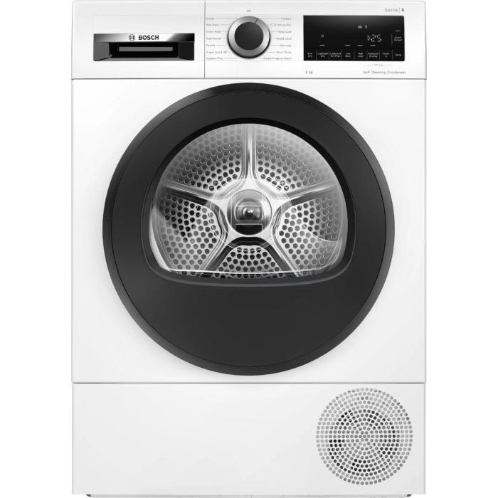 Bosch WQG245A0GB Series 6 9kg Heat Pump Tumble Dryer - White main product photo