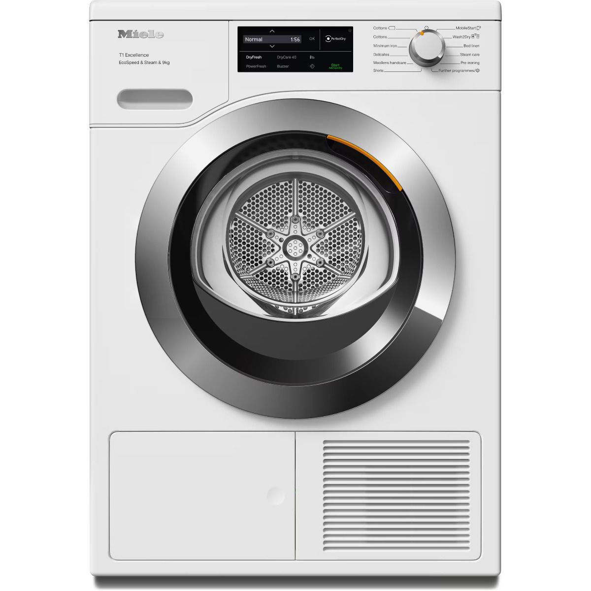 Miele TEL785WP Eco Speed & Steam 9kg Heat Pump Tumble Dryer in