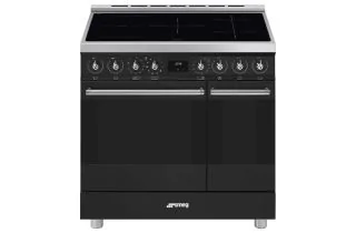 Smeg C92IPMB2 90cm Symphony Classic Electric Range Cooker - Matte Black & Steel