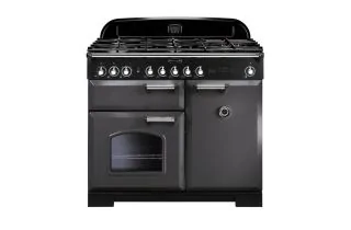 Rangemaster Classic Deluxe 100 Dual Fuel Range Cooker (Chrome Details) - Slate