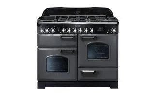 Rangemaster Classic Deluxe 110 Dual Fuel Range Cooker (Chrome Details) - Slate
