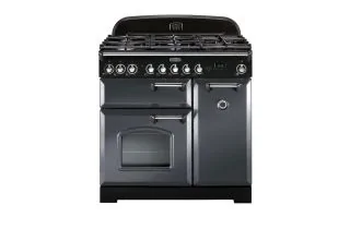 Rangemaster Classic Deluxe 90 Dual Fuel Range Cooker (Chrome Details) - Slate