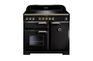 Rangemaster Classic Deluxe 100 Induction Range Cooker (Brass Details) - Black