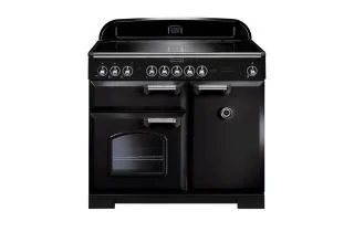 Rangemaster Classic Deluxe 100 Induction Range Cooker (Chrome Details) - Black