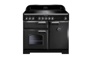 Rangemaster Classic Deluxe 100 Induction Range Cooker (Chrome Details) - Charcoal Black