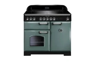 Rangemaster Classic Deluxe 100 Induction Range Cooker (Chrome Details) - Mineral Green