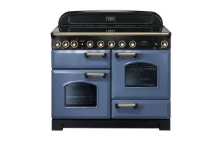 Rangemaster Classic Deluxe 110 Induction Range Cooker (Brass Details) - Stone Blue