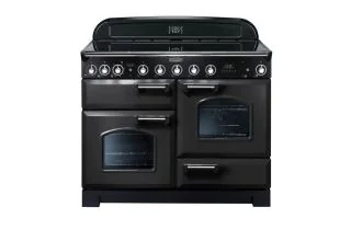 Rangemaster Classic Deluxe 110 Induction Range Cooker (Chrome Details) - Charcoal Black