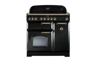 Rangemaster Classic Deluxe 90 Induction Range Cooker (Brass Details) - Black