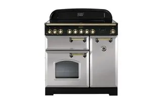 Rangemaster Classic Deluxe 90 Induction Range Cooker (Brass Details) - Royal Pearl